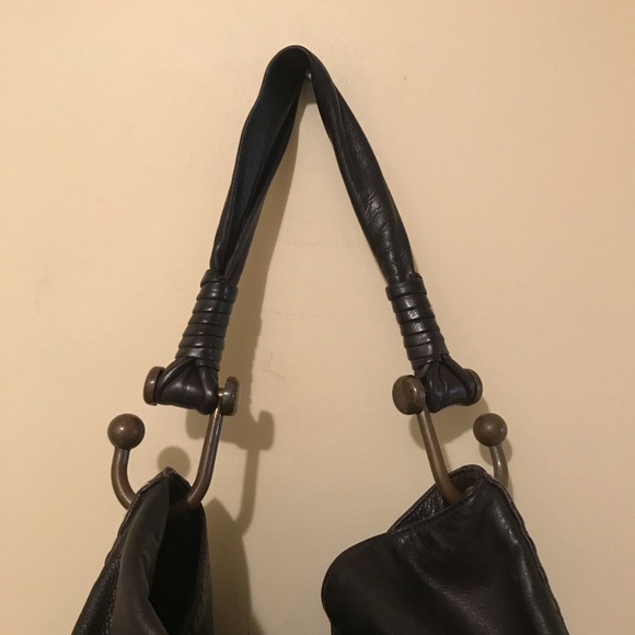 BCBGMaxAzaria Signature Black Leather Hobo Bag - Picture 5 of 12